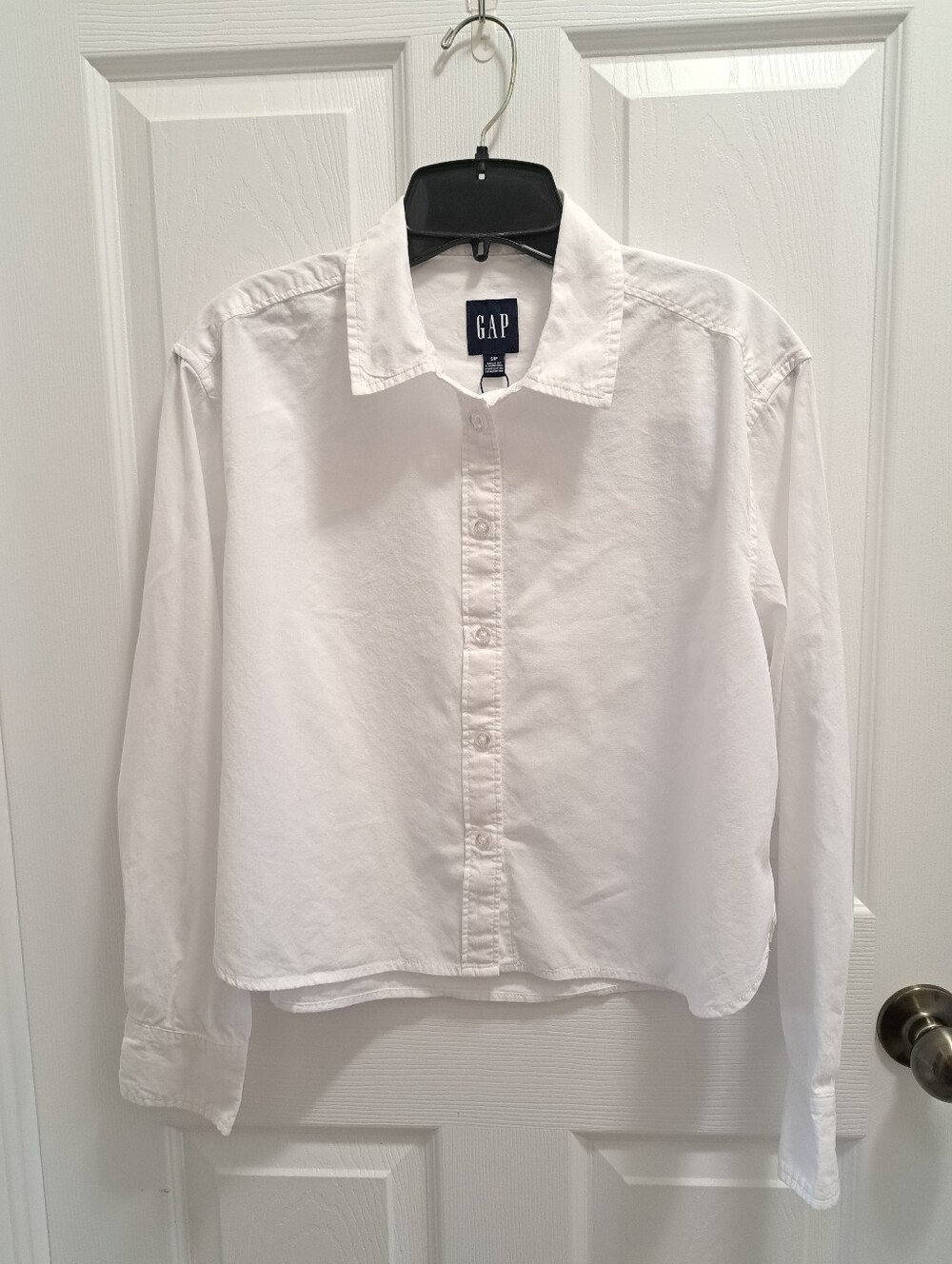 GAP Cotton Blouse White Button Front Womens Size Small Long Sleeve Shirt Classic